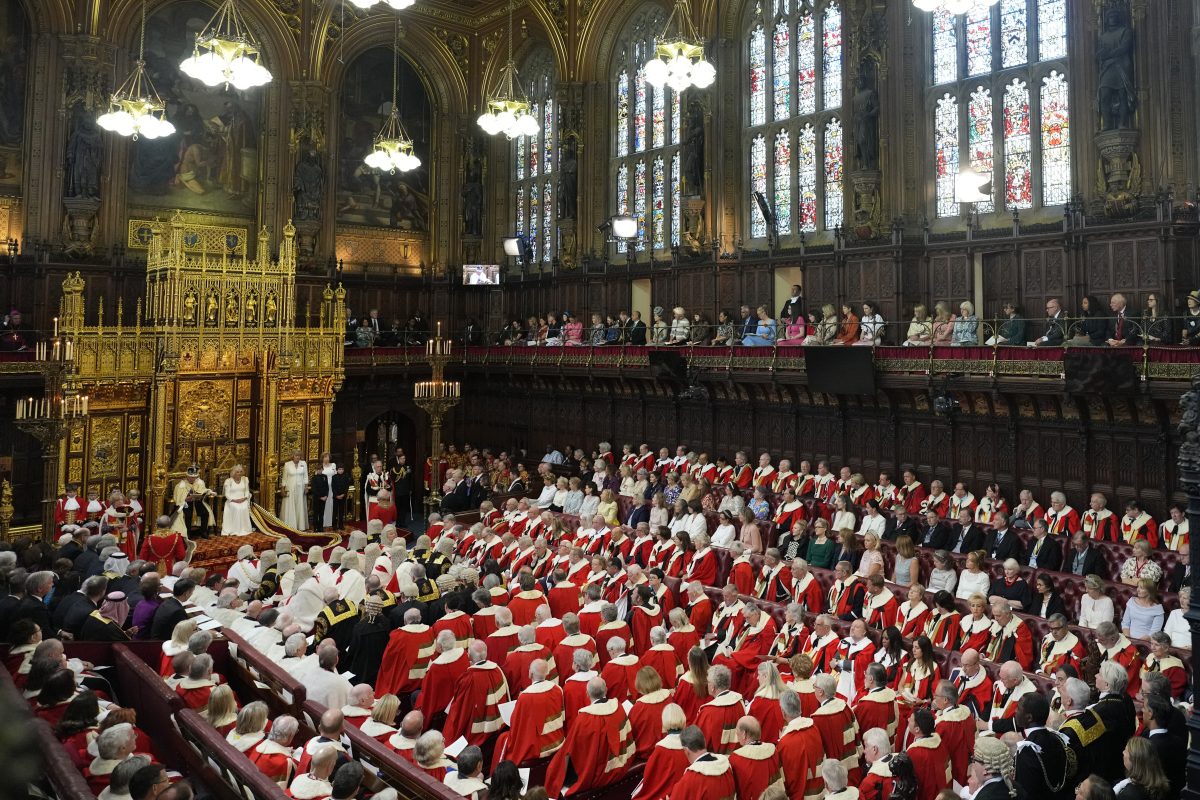 House of Lords chamber during debate on Employment Rights Bill, highlighting Labours setback on workers rights legislation